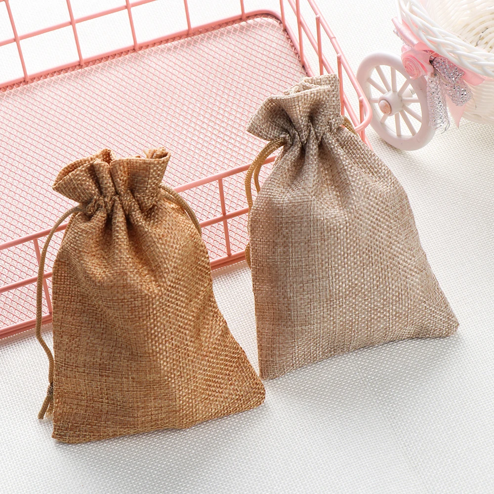 Джутовые подарочные пакеты из натуральной мешковины 1 шт. хлопковый простой
