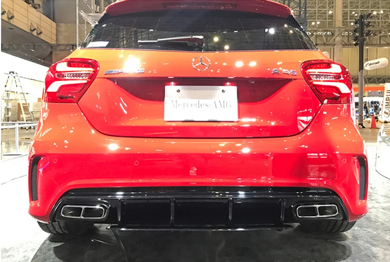

For Mercedes Benz W176 Hatchback 4 Door 13-18 A45 AMG A180 A200 Rear Diffuser Lip Spoiler With Exhaust
