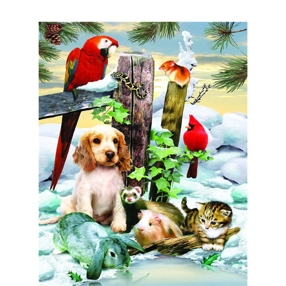 

Diamond Painting 5d Dog Snow Full Square/Round Drill Diamond Embroidery Winter Animal Diy Gift Cross Stitch Kits
