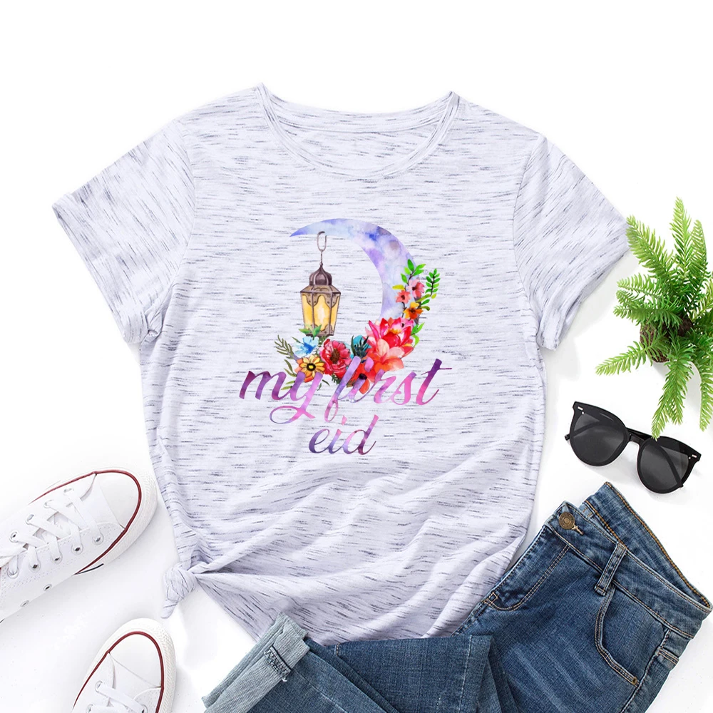 

Women T-shirt Summer Short Sleeve Cotton Plus Size S-5XL Letter Moon Print Fashion Casual O Neck Female Tshirt Tees Tops