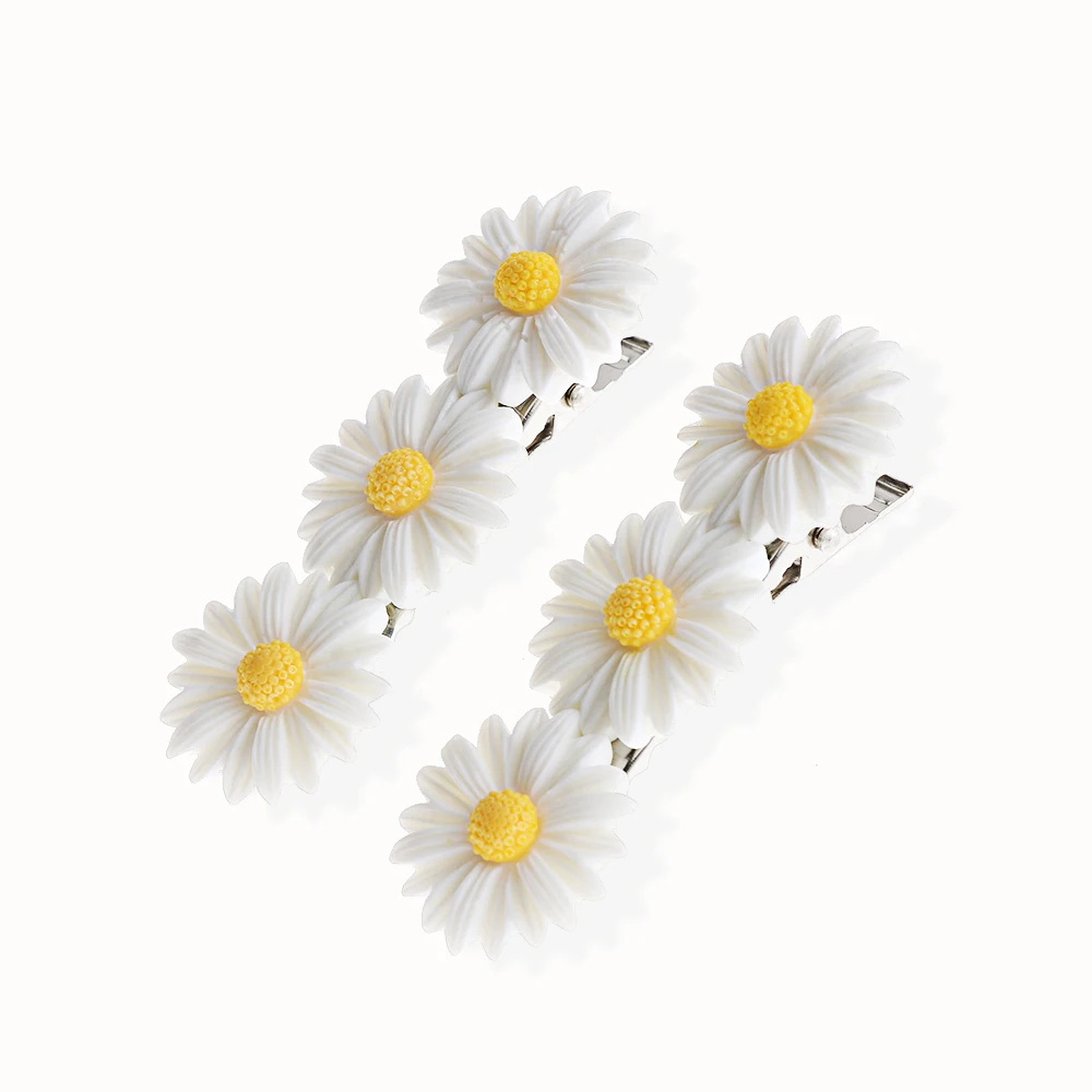 

2Pcs Rope Bands HairPins Ponytail Cute Daisy Flower Hair Clip Fashion Elastic Hair Ring Woman Girls Kids Holder Hair Accessories