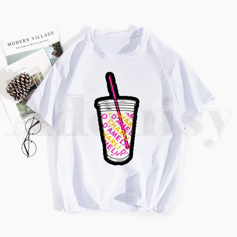 Футболка Charli DAmelio с изображением льда кофе брызг весенние топы футболки для