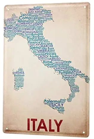 

Bar Decoration Metal Plate Decoration Sign Home Decoration Plaque World Travel Map Italy Decoration Wall Panel 8X12 Inches