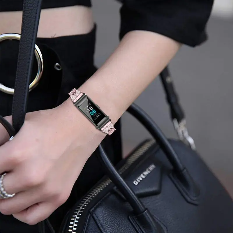 Ремешок Oulucci из нержавеющей стали для Huawei huami amazfit bip сменный Браслет со стразами