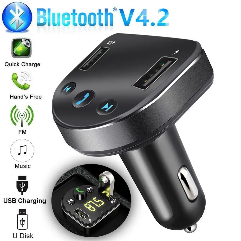

Автомобильный FM-трансмиттер модулятор Bluetooth гарнитура автомобильный комплект Автомобильная аудиосистема MP3-плеер с 3,1a быстрой зарядкой дв...