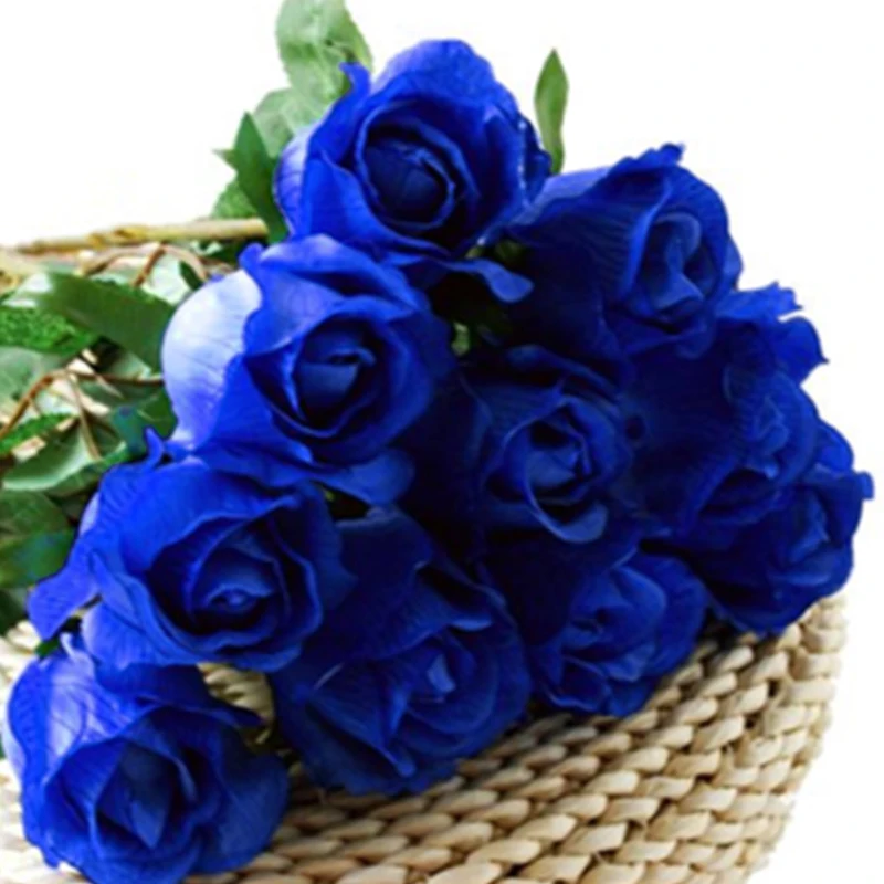 Большие искусственные розы цветы розовые белые зеленые синие красные фиолетовые