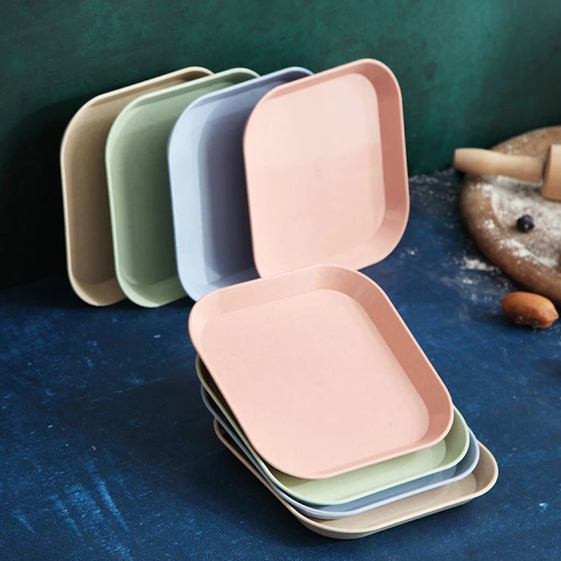 4 шт./компл. десертная тарелка чистая натуральная Пшеница квадратная закуска