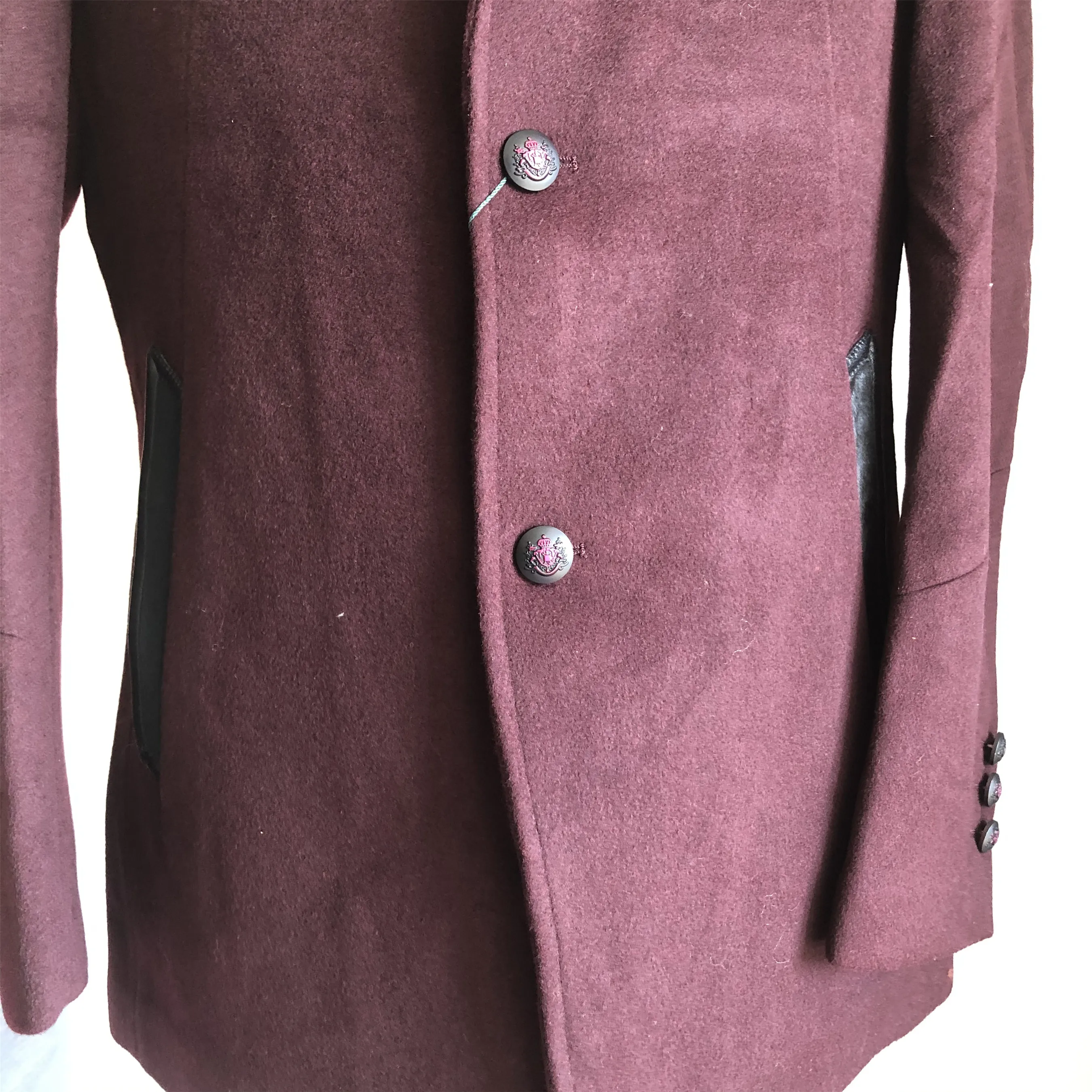 

Mens Autumn Winter Notched Jackets and Coats 53% Wool Blends Business Casual Burgundy Blazer for Men High Quality Thick Outwear