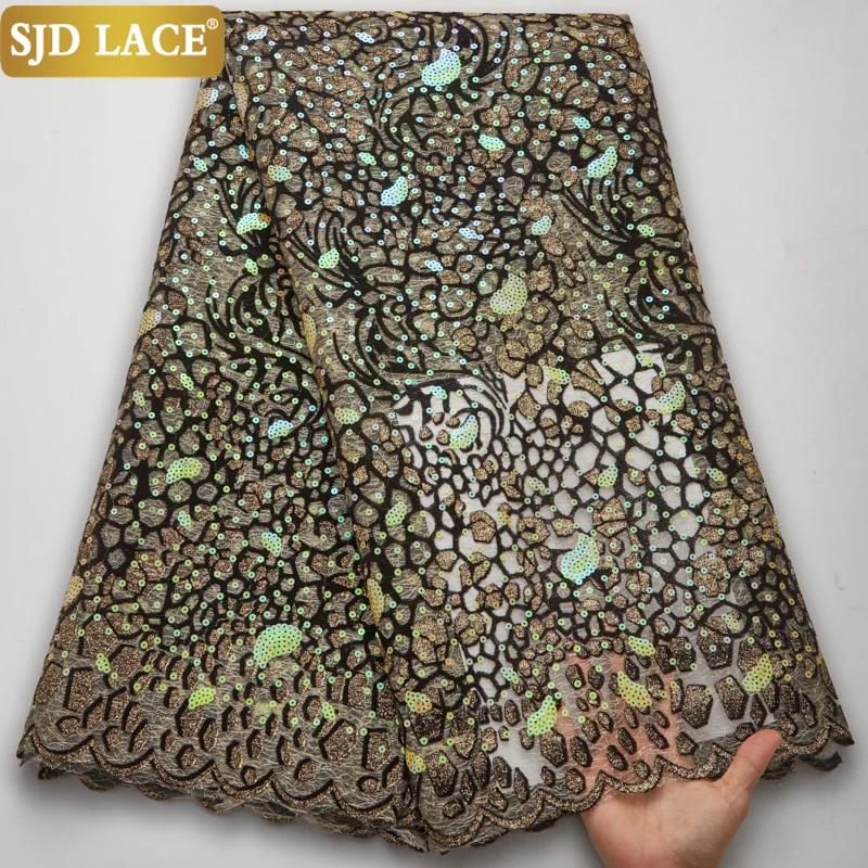 

Кружевная бархатная ткань SJD с блестками, Африканское кружево, Высококачественная 2022 французская сетчатая кружевная ткань, свадебное платье, материал для вечерние ринки A2750