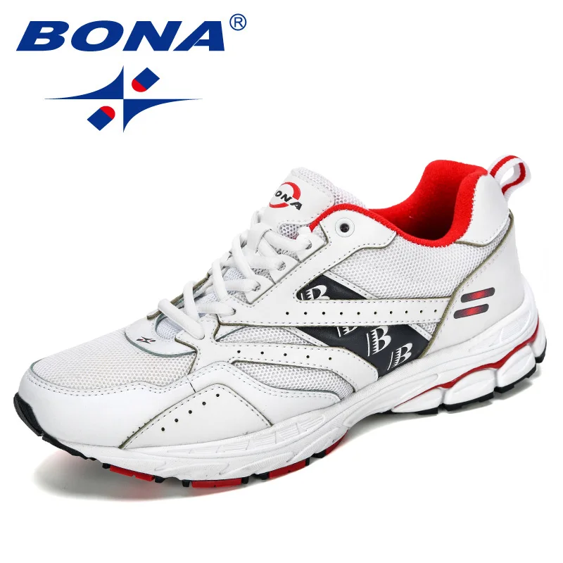 White deep blue red BONA/Новинка года; дизайнерская популярная стильная обувь для мужчин; повседневная обувь из яловичного спилка; Мужская обувь; zapatillas hombre; Zapatos De Hombre - Цвет: White deep blue red
