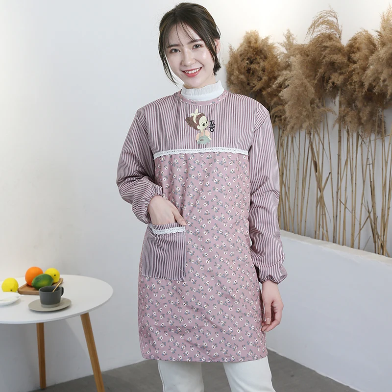 

Long-Sleeved Apron Kitchen Household Cute Female Fashion Adult Overalls Waterproof and Oil-Proof Anti-Wear Jacket