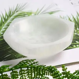1pc Natural Gypsum Selenite Quartz Crystal Carved Healing Bowl 80MM