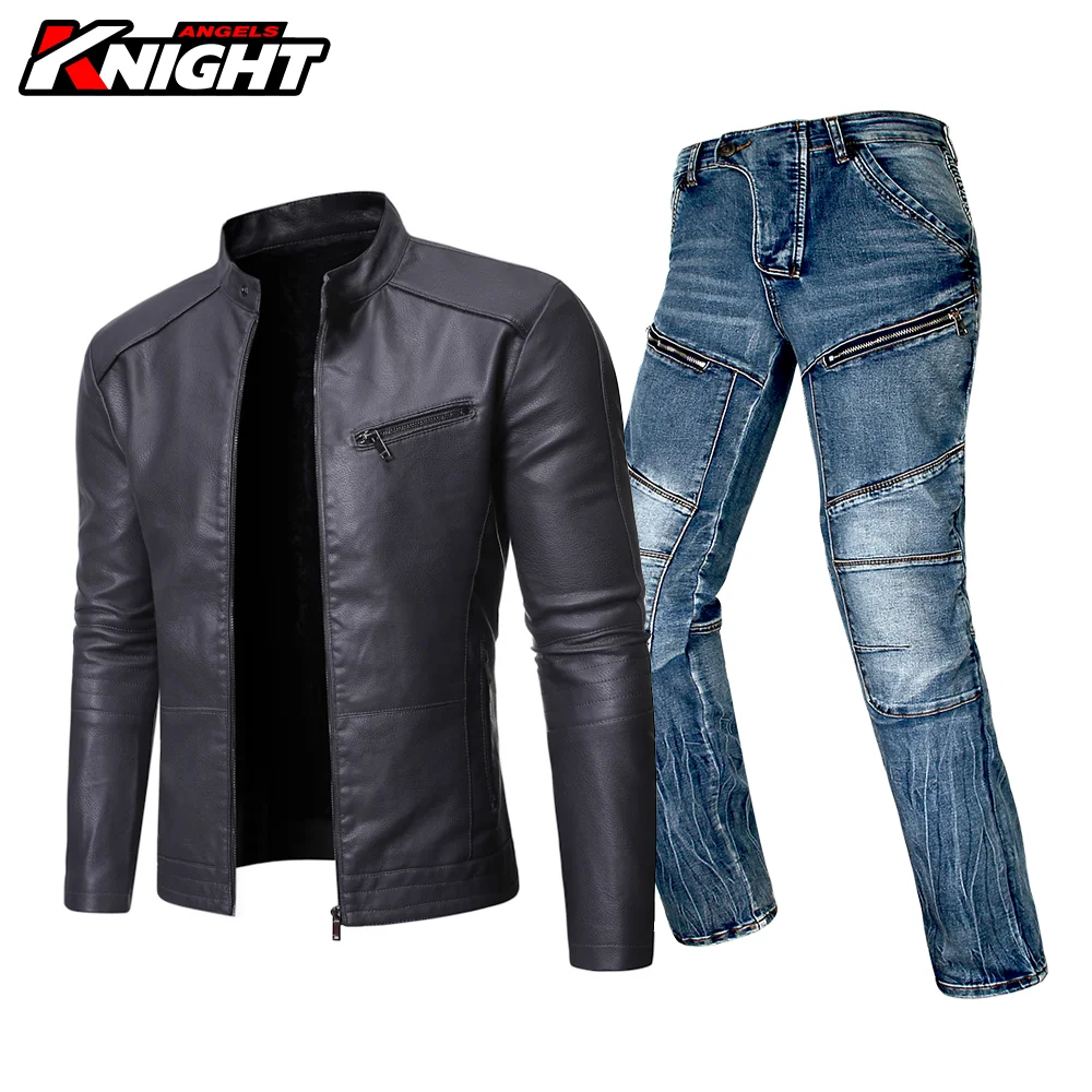 Кожаная куртка мужская мотоциклетная зимняя Осенняя Байкерская для мотокросса