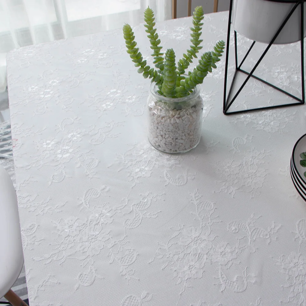 

New Elegant White Lace Table Cloth Wedding Decor Translucent Table Cover Embroidered Tablecloth Tea Table Cloth Home Table Decor