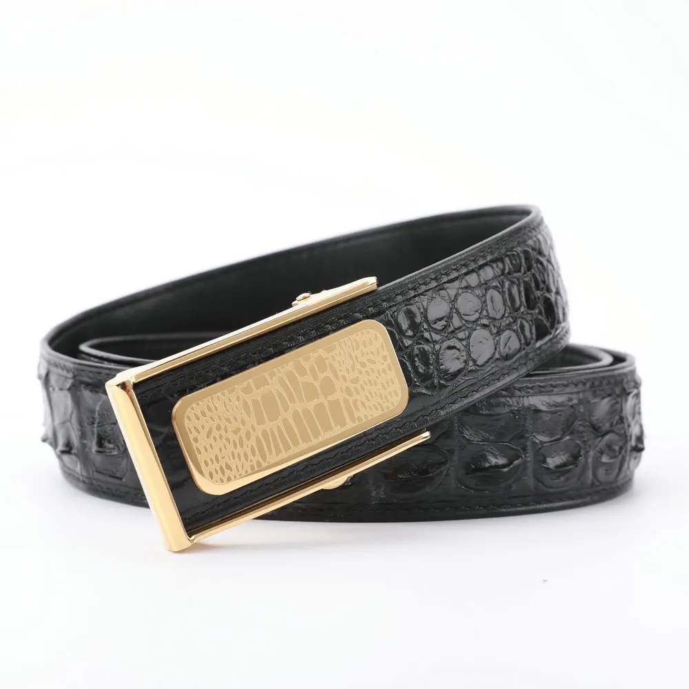 

sale luxury brand crocodile leather belt men's automatic buckle non-stitching high-end casual pants ceinture homme holographic