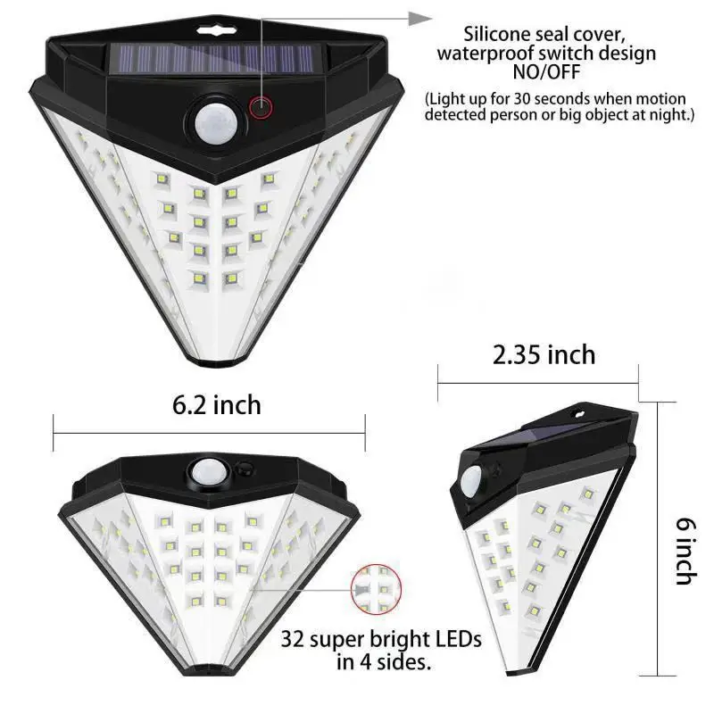 Уличный настенный светильник с датчиком движения и 32 светодиосветодиодный