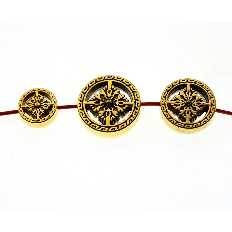 antique gold 10 шт. Тибетский серебристый металлический цветок разделитель бусины для изготовления ювелирных изделий непальский Шарм Бусины Подходит браслет DIY ювелирных изделий - Цвет: antique gold