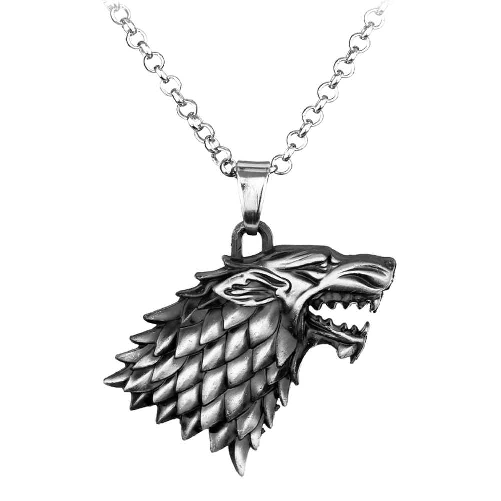 Модная крутая 3D цепочка с подвеской из сплава в виде головы волка Старка