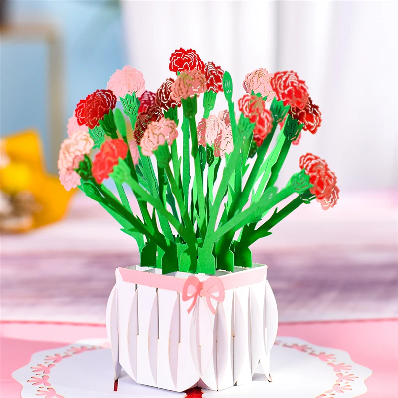 10 Pack 3D Carnation Pop-Up Flowers Card for Mothers Thanksgiving Day Anniversary Birthday Gift Valentine's Wholesale | Дом и сад