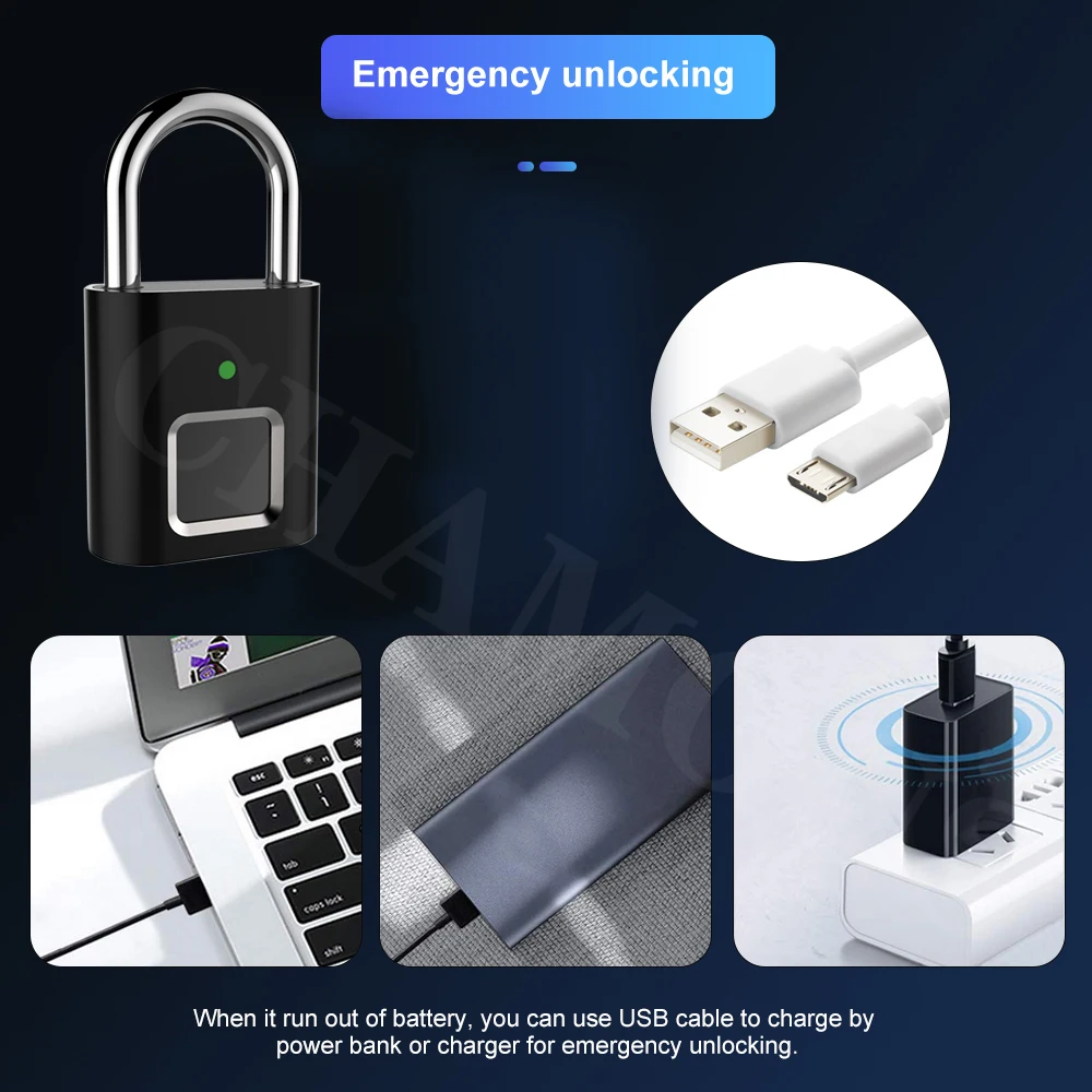 USB замок с отпечатком пальца перезаряжаемый быстрая разблокировка