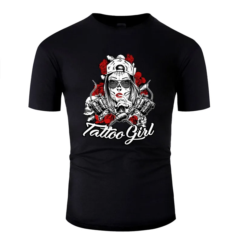 

Printed Tattoo Inked Girl Tshirt Men Unisex Boy Girl Tee Shirt O-Neck Short-Sleeve