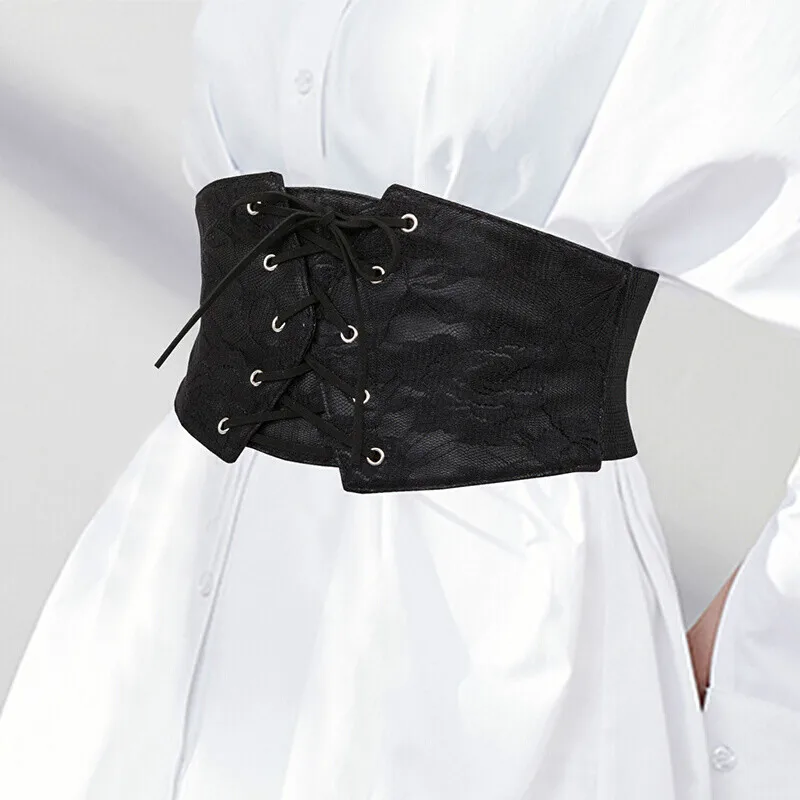 H3309 Waistband Ladies Wide Elastic Black Waist Belt Women Fashion Lace Elegant All-match High Quality Waist Seal Accessories