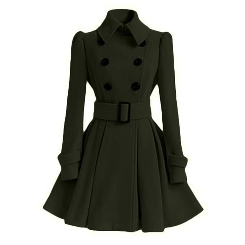 

Autumn and winter woolen coat seven colors four yards women with belt