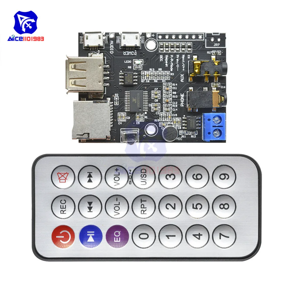 Плата усилителя diymore MP3 WMA WAV декодер с Micro USB 5 В 2 Вт карта TF U диск аудио AUX ИК пультом