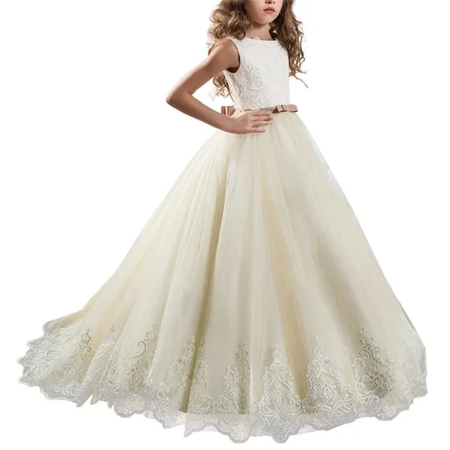 Teenager Bridesmaid Dress For Girls Kids Dresses Children Princess Dress Pageant Girl Party Dress 10 12 Years Dropshipping - Цвет: Champagne