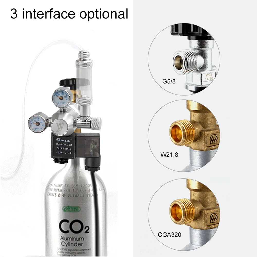 Регулятор Co2 для аквариума из нержавеющей стали Алюминиевый цилиндрический