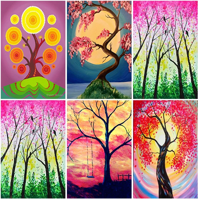 

5D Diamond Painting Tree Scenery Full Square Rhinestone Embroidery Scenery Diamond Mosaic Full Layout Cross Stitch Home Decor