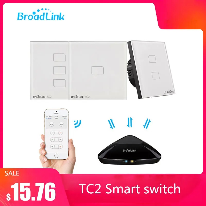 Broadlink TC2 1/2/3 ЕС Стандартный светильник переключатель современный дизайн Белый