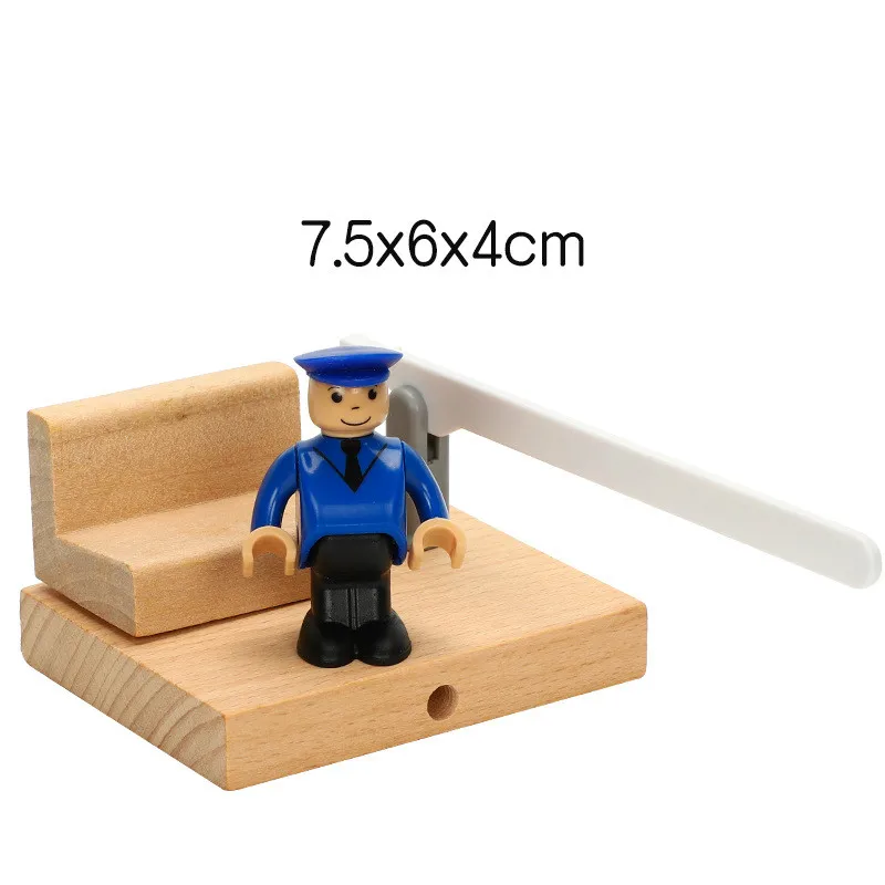 

-One Wood Railway Gas Station Clock Police Train Car Slot Railway Accessories Original Toy Kids Gifts Fit BIRO