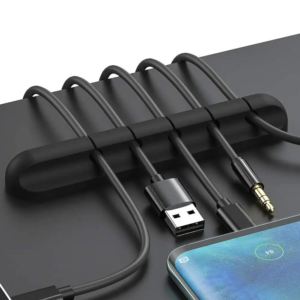 Держатель для кабеля силиконовый органайзер гибкий держатель с зажимами