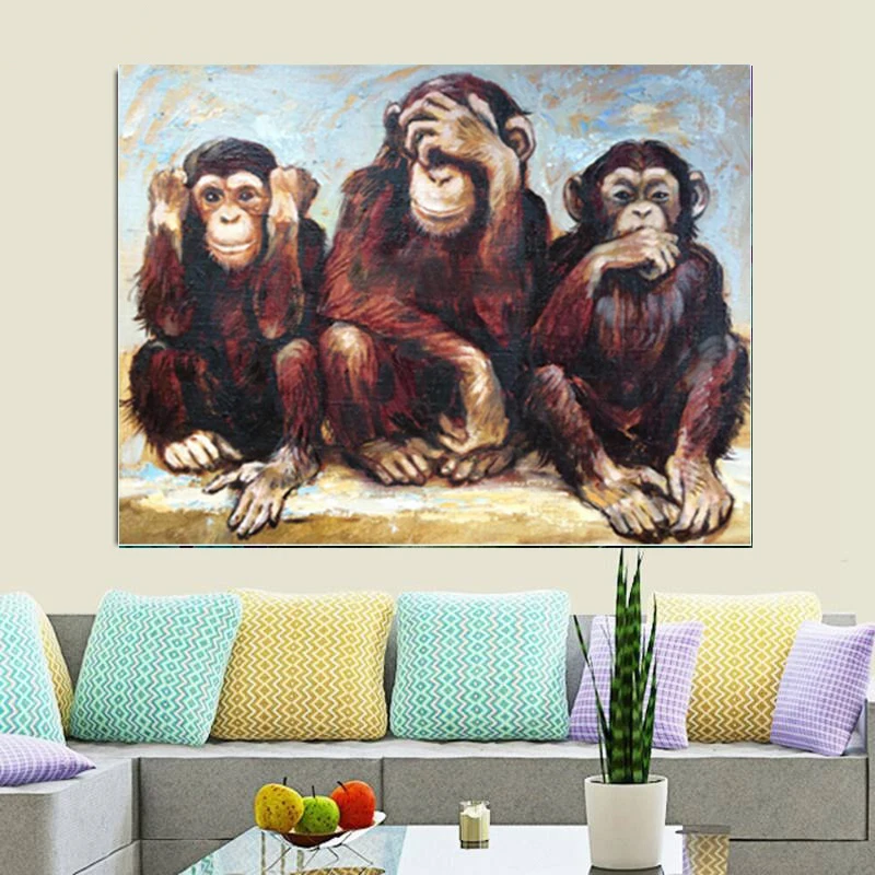 Алмазная мозаика стразы картина с тремя обезьянами полная вышивка