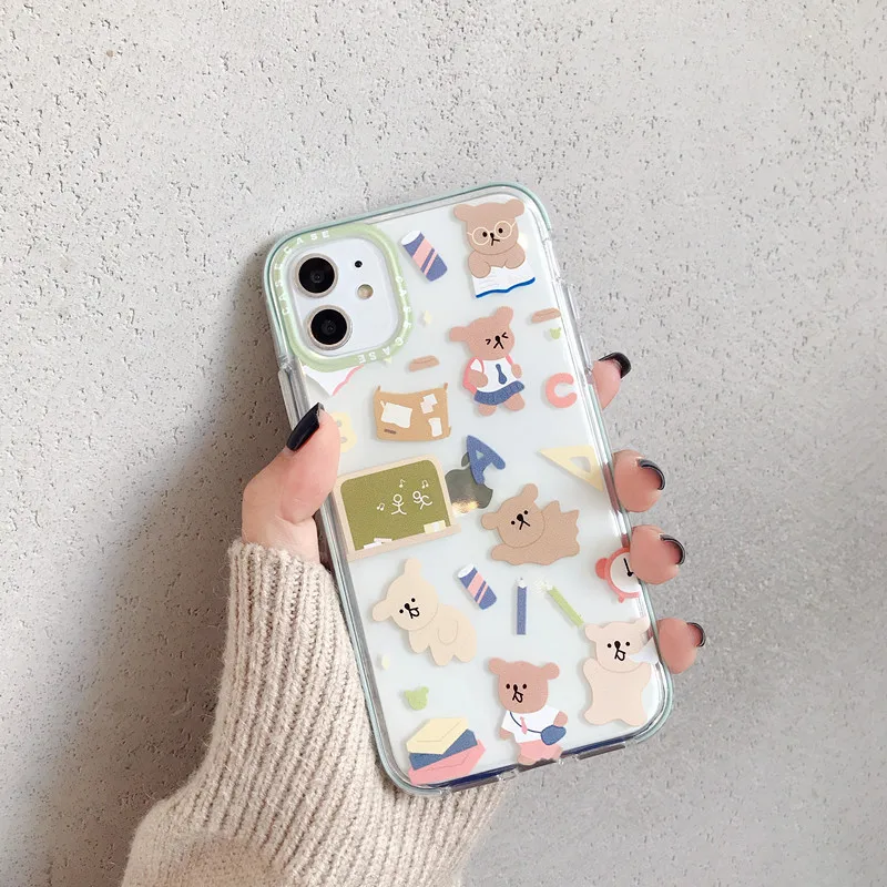 

Retro funny Brown bear cute Phone case for iPhone 11 Pro Max XR X XS Max case silicon for coque iPhone 7 8 Plus silicone cover