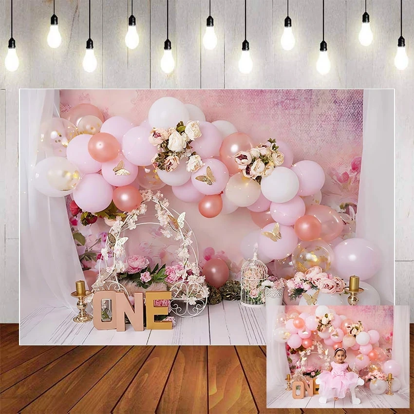 Фон для фотосъемки с 1st на день рождения вечерние фон для фотосъемки с изображением розового цвета для девочек, платье принцессы, многоярусн...