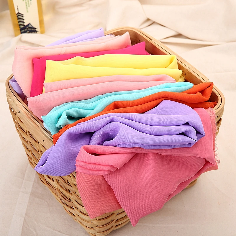 Дешевая тонкая летняя однотонная шифоновая ткань для шитья подкладки платья