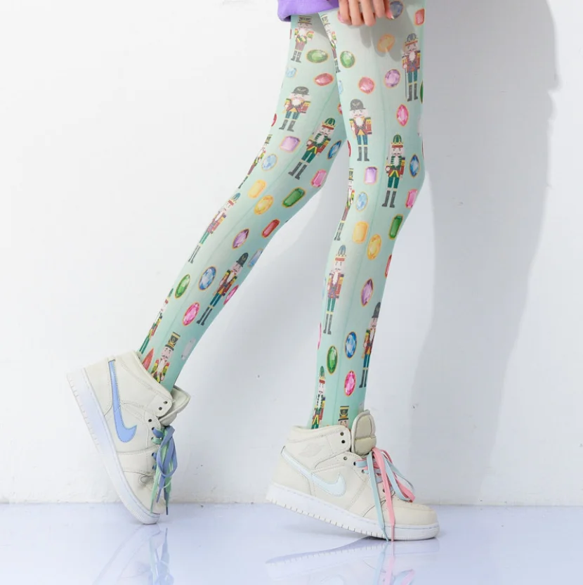 High Quality Womens Creative painting stockings interesting diamond gem patterned tights printed pantyhose