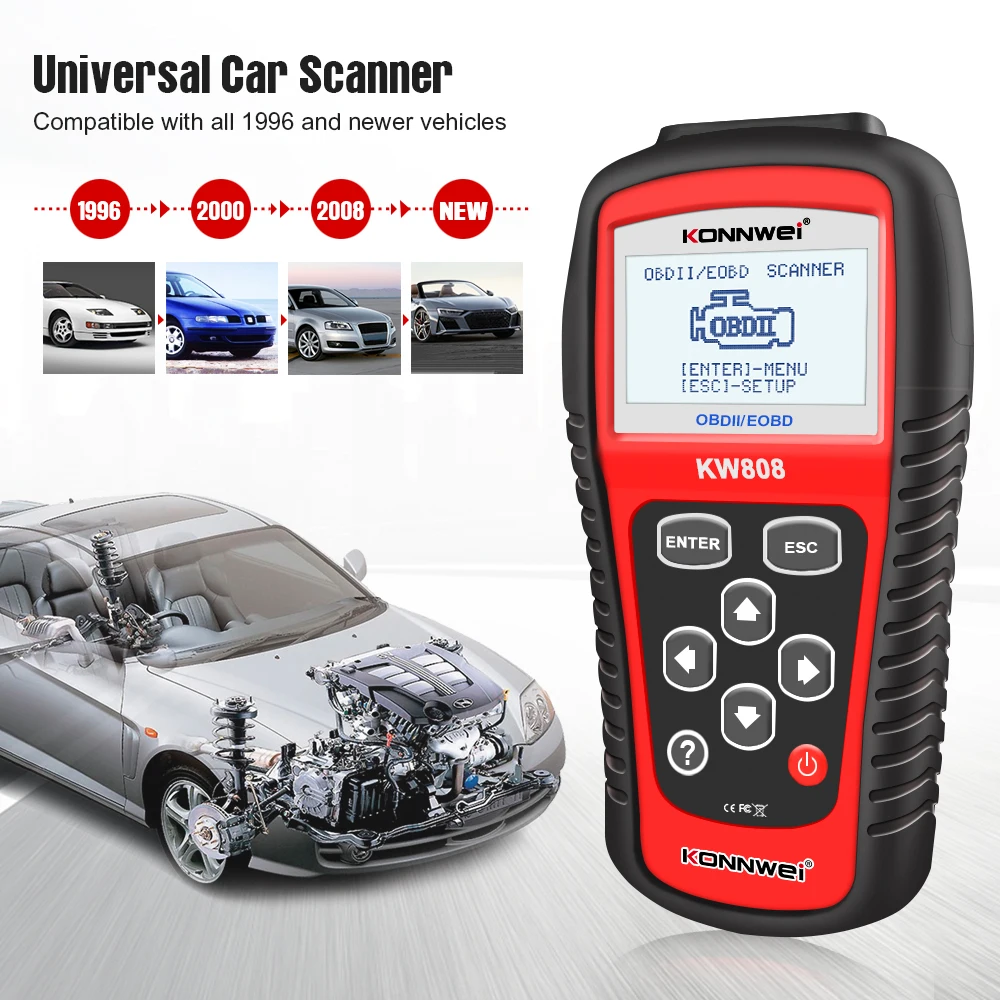 Считыватель кодов KONNWEI OBD2 KW808 Автомобильный сканер считыватель VIN MIL I/M инструмент