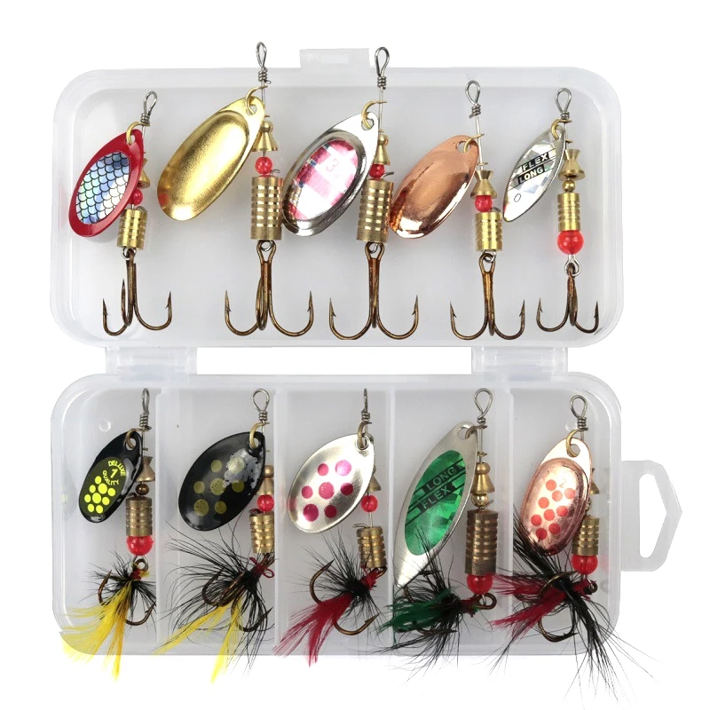 

10Pcs/Lot Fishing Spoon Lures Spinner Bait 3-7G Fishing Wobbler Metal Baits Spinnerbait Isca Artificial Free with Box