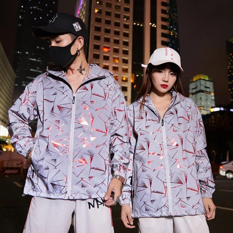 Куртка Мужская/Женская Светоотражающая с капюшоном уличная модная камуфляжная