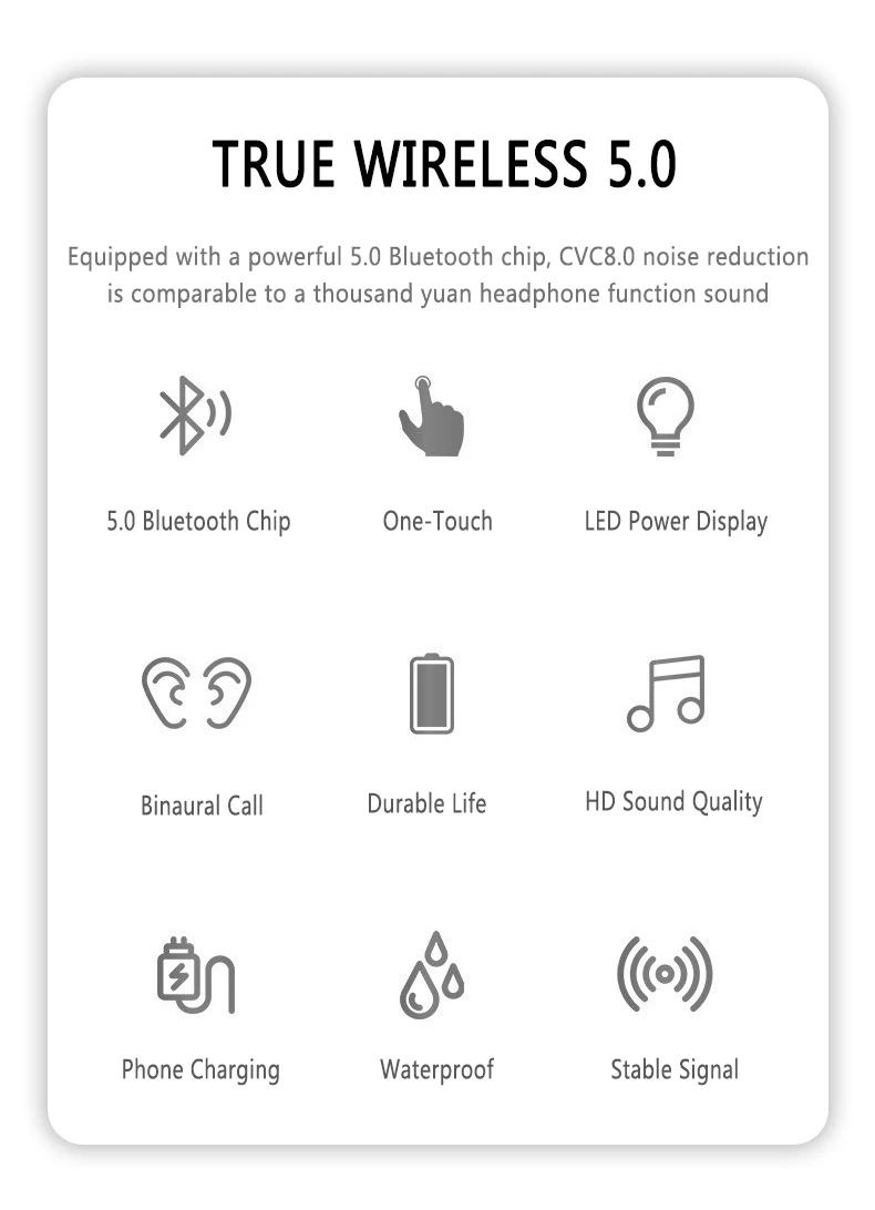 

8D Wireless Headphones V5.0 Wireless Bluetooth Headphones LED Display With 2000mAh Power Bank Headset With Microphone