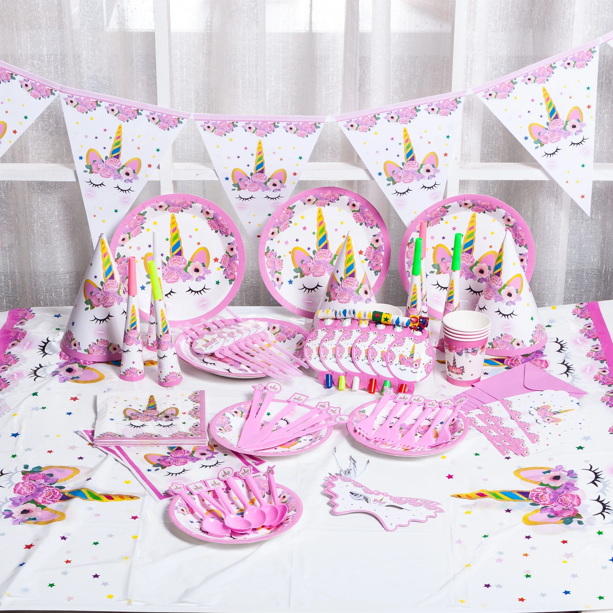 

Unicorn Decoration Birthday Party Decor Kids Unicorn Disposable Tableware set Baby Shower Girl Birthday Party Supplies
