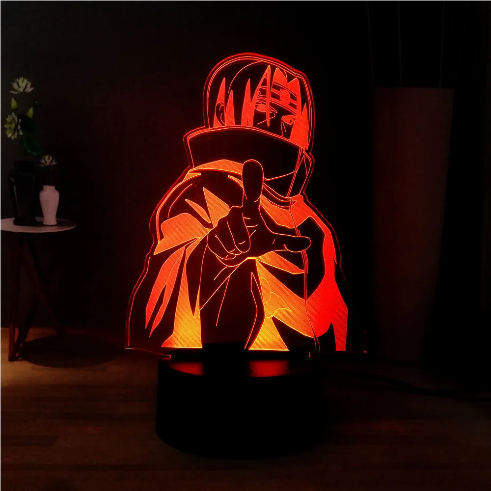 3D иллюзия светодиодный ночник Наруто Саскэ Утиха USB сенсорный пульт