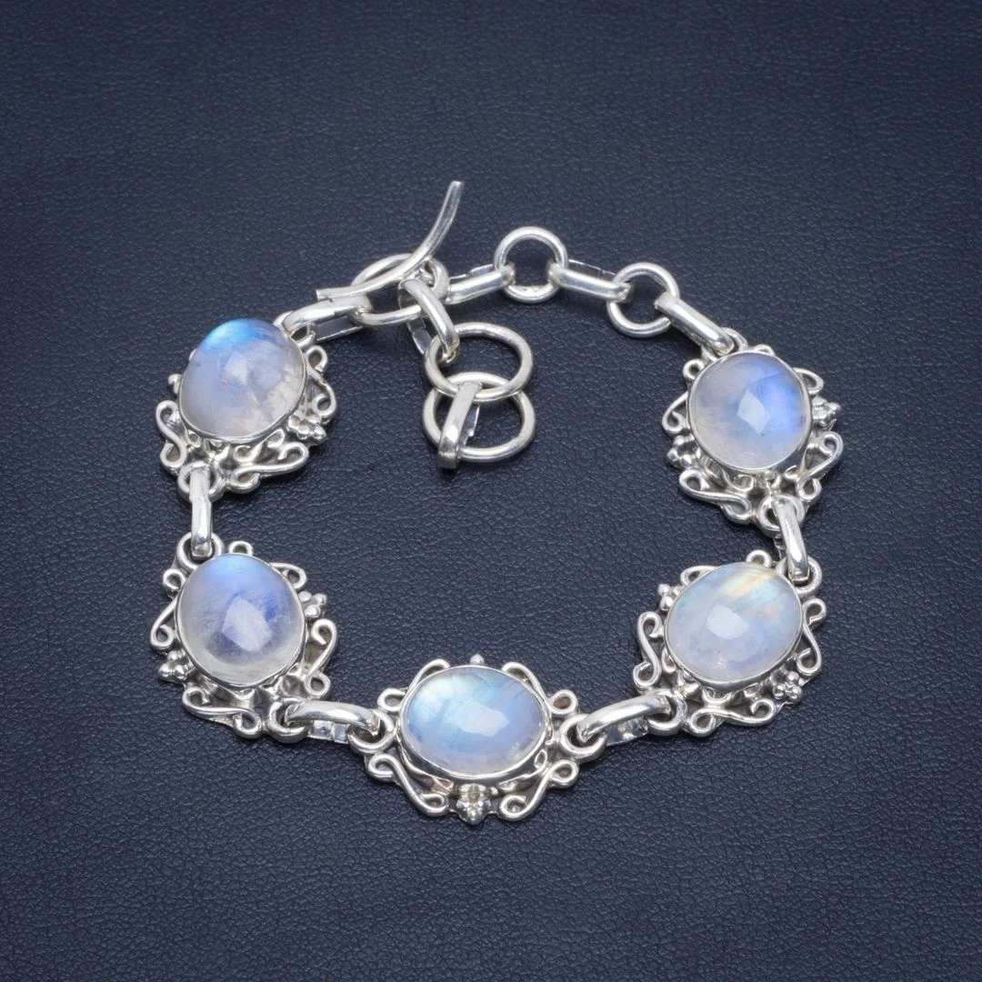 Натуральный лунный камень радуги ручной работы уникальный браслет из серебра 925