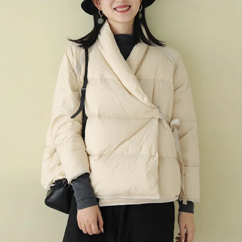 

SEDUTMO весеннее винтажное пальто на утином пуху женские короткие модные куртки осенние повседневные тонкие парки ED1422