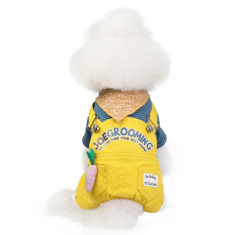 

Комбинезоны для собак, из 100% хлопка, в полоску, осенне-зимние повседневные джинсовые штаны