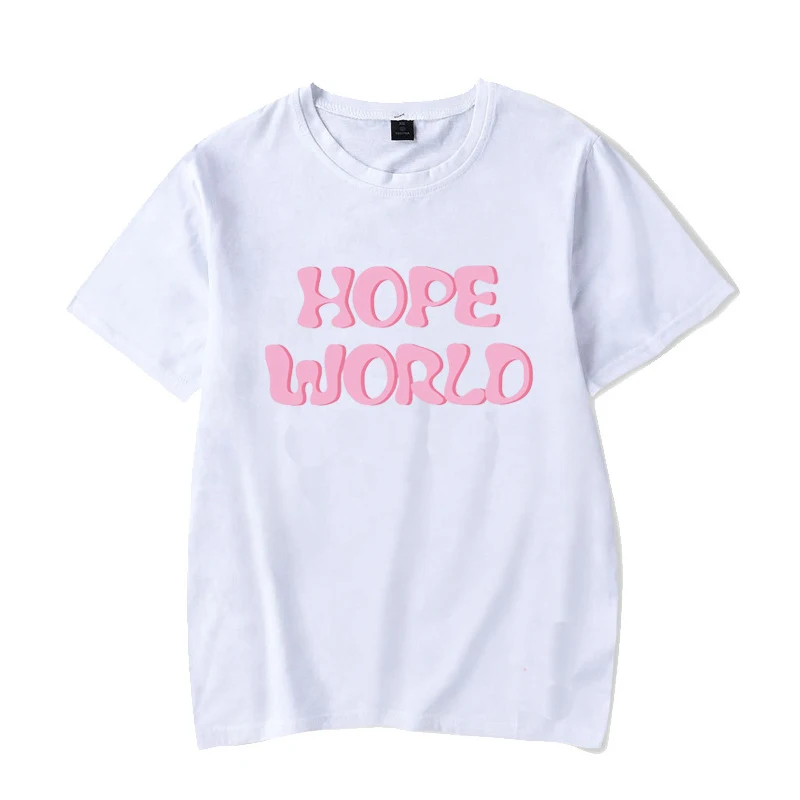 Белая Футболка Kpop HOPE WORLD хлопковая футболка с коротким рукавом и принтом в виде