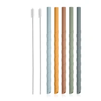 7 pcs reusable food grade silicone straws straight bent drinking straw with cleaning brush set party bar accessory